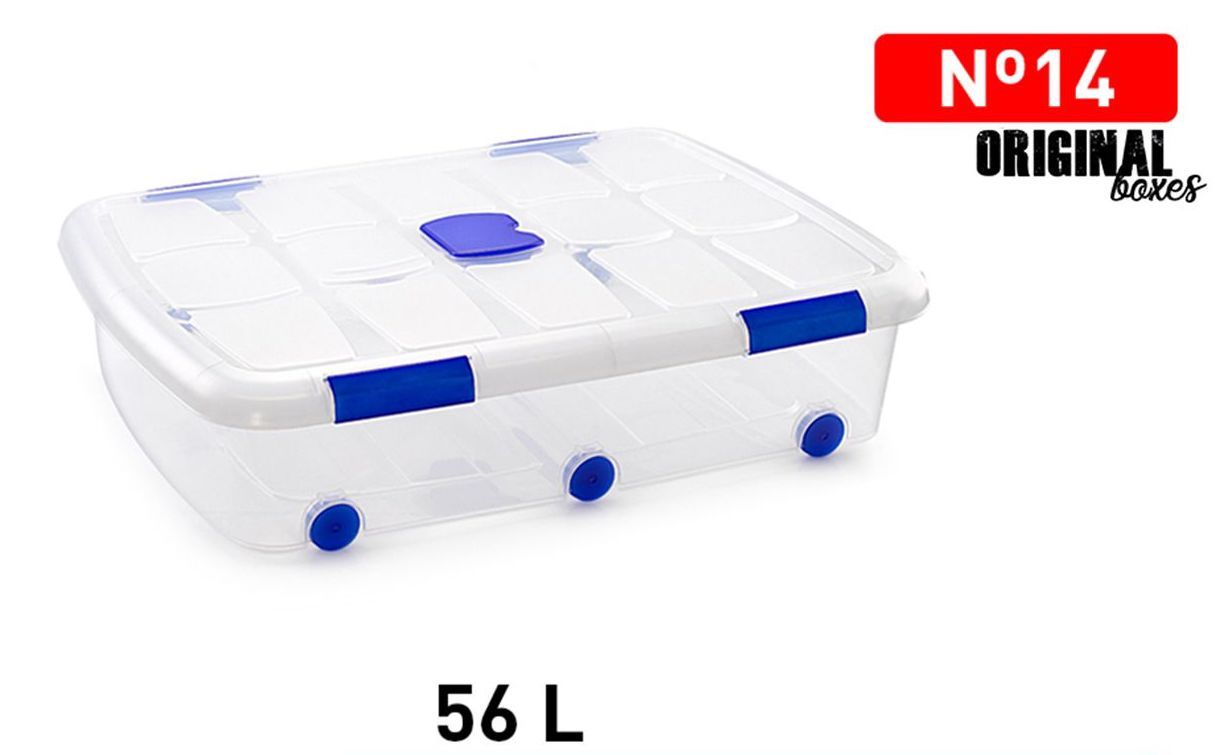 URBNLIVING azul plástico Caja de almacenamiento de plástico para debajo de la cama 80 x 59 x 17cm Large 40 o 55 litros, con tapas, para zapatos, ropa y juguetes 