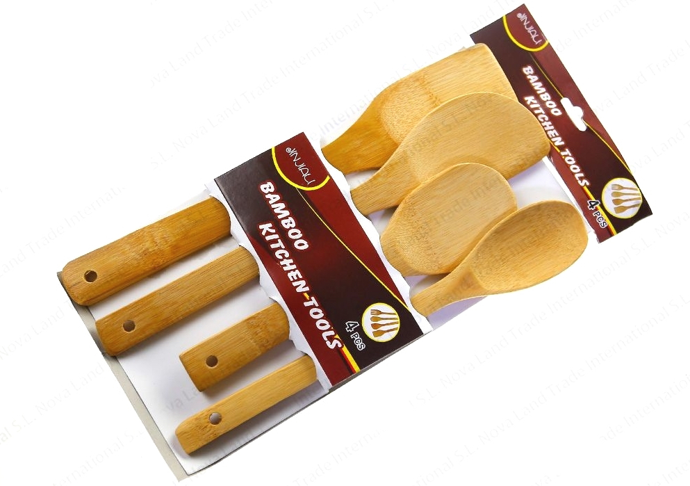 Vajilla de Bambú Juego de Tarjetas 4 Piezas Juego de