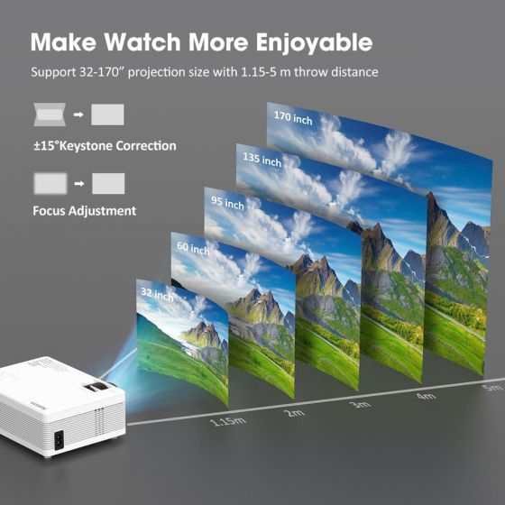 Mini Proyector Blanco 1080P Full HD Altavoz incorporado  LCD portátil QKK QK01 