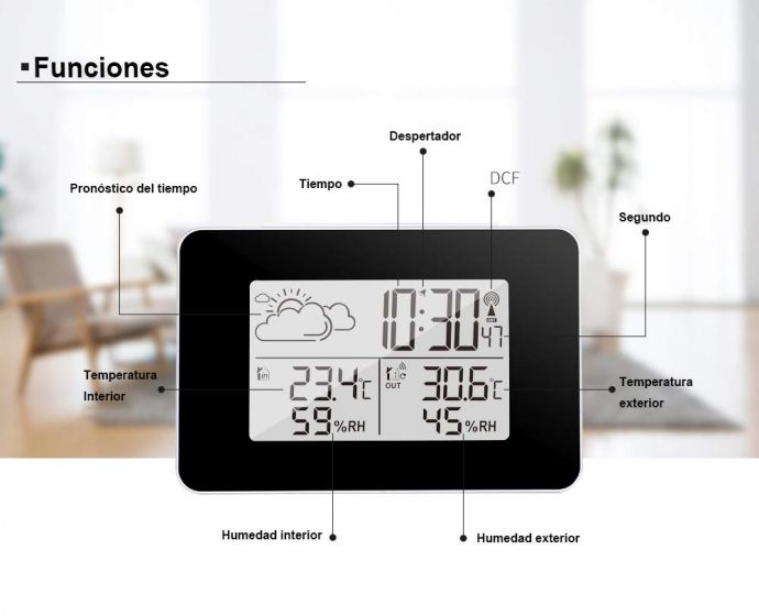Vosarea Estación meteorológica Higrómetro Digital Termómetro Monitor de Humedad con medidor de Temperatura y Humedad 