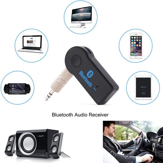 TTAototech Receptor de Audio Bluetooth Receptor de Audio portátil para Coche Adaptador de Audio de Manos Libres con Conector de 3.5 mm y Conector
