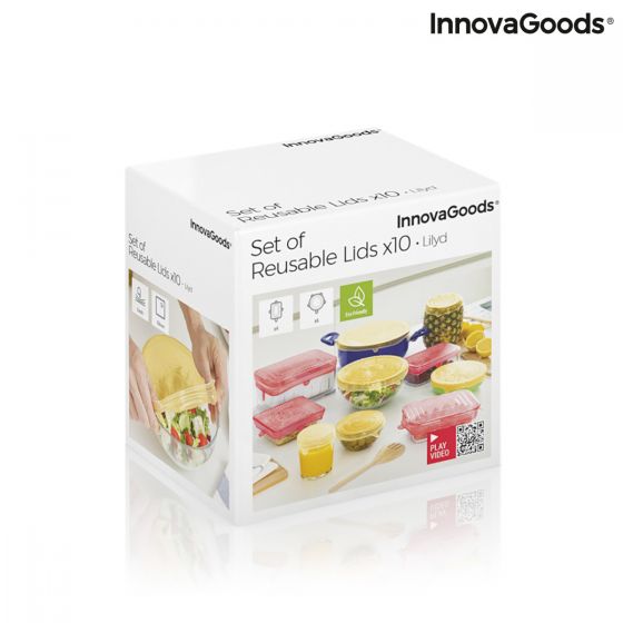 Innovagoods Set de 10 Tapas de Cocina Reutilizables y Ajustables Lidyc Multicolor 