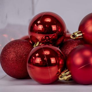 Bolas de Navidad Multicolor, Rojo 20 Unidades de 4CM, para Decoración de Árbol de Navidad, para Vacaciones, Bodas, Fiestas, Decoración de Regalos, Dorado, Varios tamaños (20 pcs, Rojo)       
