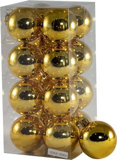 Bolas de Navidad Multicolor, 16 Unidades de 5cm, Navidad Bolas para el árbol de Navidad, para Vacaciones, Bodas, Fiestas, Decoración de Regalos, Varios tamaños (16pcs - 5cm, Amarillo)       