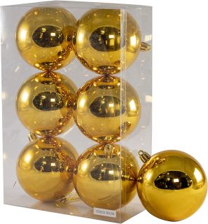 Bolas de Navidad Multicolor, 6 Unidades de 8cm, Navidad Bolas para el árbol de Navidad, para Vacaciones, Bodas, Fiestas, Decoración de Regalos, Dorado, Varios tamaños (6pcs - 8cm, Amarillo)       