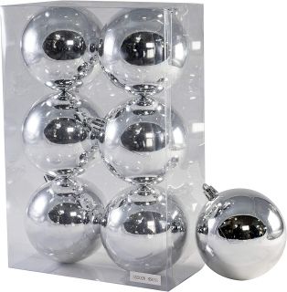 Bolas de Navidad Multicolor, 6 Unidades de 8 cm, Navidad Bolas para el árbol de Navidad, para Vacaciones, Bodas, Fiestas, Decoración de Regalos, Dorado, Varios tamaños (6pcs - 8cm, Plata)       