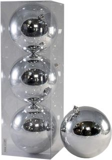 Bolas de Navidad Multicolor, 3 Unidades de 10cm, Navidad Bolas para el árbol de Navidad, para Vacaciones, Bodas, Fiestas, Decoración de Regalos, Varios tamaños (3pcs - 10cm, Plata)       