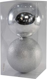 Bolas de Navidad Multicolor, Plata 12cm, para Decoración de Árbol de Navidad, para Vacaciones, Bodas, Fiestas, Decoración de Regalos, Dorado, Varios tamaños (2 pcs - 12 cm, Plata)       