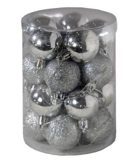 Bolas de Navidad Plateadas Mate Brillo Purpurina Set de  Adornos para Colgar en el árbol Decoración 