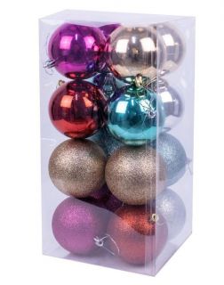 Bolas de Navidad Multicolor Mate Brillo Purpurina Set de Adornos para Colgar en el árbol Decoración