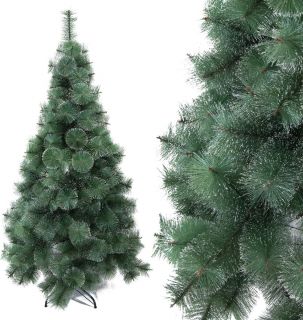 Árbol de Navidad Artificial Acebo, Natural Verde, Árbol de Navidad Artificial Extra Relleno, Arboles, Material PVC con Soporte Metálico (180CM, Agujas de Pino Natura con Nieve)       