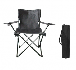 Set de 2 Sillas acampada plegable portátil sillas pesca camping playa con reposabrazos y bolsa de transporte senderismo trekking Negro