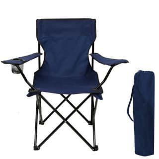 Set de 2 Sillas acampada plegable portátil sillas pesca camping playa con reposabrazos y bolsa de transporte senderismo trekking Marino
