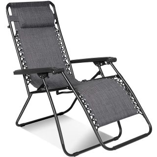 Set de 2 sillas Gravedad Cero reclinables Tumbonas sillas reclinable ajustable butacas plegable con almohada Gris Oscuro