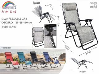 Set de 2 sillas Gravedad Cero reclinables Tumbonas sillas reclinable ajustable butacas plegable con almohada Gris Claro