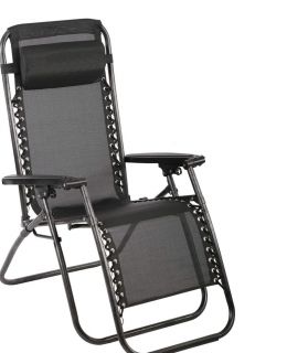 Set de 2 sillas Gravedad Cero reclinables Tumbonas sillas reclinable ajustable butacas plegable con almohada Negro