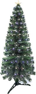 Árbol de Navidad Verde 220LED 180CM Árbol de Fibra Óptica de Navidad con el Cambio de Color Luz LED + Fibra Óptica (180CM, Óptica con Estrella Color)       