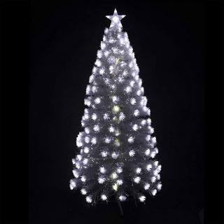 Árbol de Navidad Fibra con Luces LED Árbol de Fibra Óptica de Navidad con el Cambio de Color Luz LED Fibra Óptica (120 CM, Blanco)       