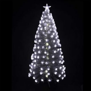 Árbol de Navidad Fibra con Luces LED Árbol de Fibra Óptica de Navidad con el Cambio de Color Luz LED Fibra Óptica (150 CM, Blanco)       