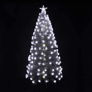 Árbol de Navidad Fibra con Luces LED Árbol de Fibra Óptica de Navidad con el Cambio de Color Luz LED Fibra Óptica (180 CM, Blanco)       