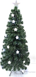 Árbol de Navidad con Luz LED Árbol de Fibra Óptica de Navidad con el Cambio de Color Luz LED + Fibra Óptica (60CM, Óptica con Estrella)       
