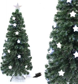 Árbol de Navidad con Luz LED Árbol de Fibra Óptica de Navidad con el Cambio de Color Luz LED + Fibra Óptica (120CM, Óptica con Estrella)       