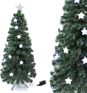 Árbol de Navidad con Luz LED Árbol de Fibra Óptica de Navidad con el Cambio de Color Luz LED + Fibra Óptica (180CM, Óptica con Estrella)       