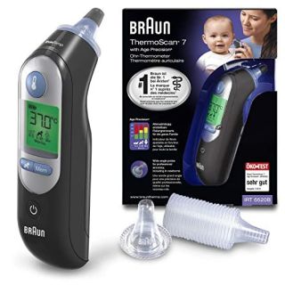 Braun ThermoScan 7 Black Edition – Termómetro de oído con Age Precision, color negro