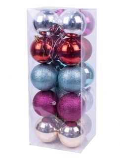 Bolas de Navidad Multicolor Mate Brillo Purpurina Set de Adornos para Colgar en el árbol Decoración