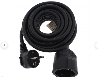 Cable alargador extensión 1,5 x3m negro Potencia máxima 3200W Uso interior y exterior Protección IP44 Certificados CE, RoHS, TÜV PVC 220-240V