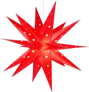 3D Estrella Arbol Navidad Con Luz - 23 inch LED Luz de las Estrellas de Navidad Con Temporizador, Estrella Para Arbol de Navidad Se Utiliza Para Decorar árboles de Navidad, Balcones, Patios(Red)       