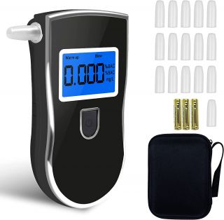 Alcotester Profesional Portátil con Sensor Semiconductor, Pantalla LCD y 16 Boquillas para Resultados Rápidos