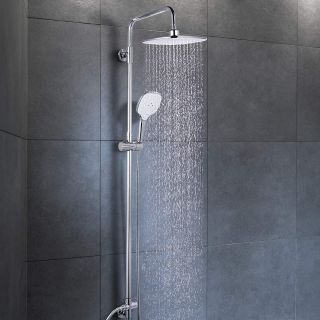 Columna de ducha ajustable con rociador de acero inoxidable APEXFORGE