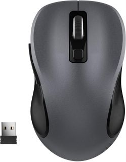 Ratón Inalámbrico Ergonómico 2.4G con 6 Botones, Receptor Nano y 3 Niveles de DPI Ajustables para Windows y Mac