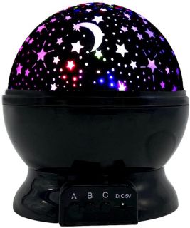 Proyector de luz nocturna de estrella giratoria para dormitorio, lámpara de niños, para decoración de habitación, regalos de cumpleaños y Navidad, relleno de calcetín, color negro       