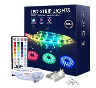 Tiras LED RGB 10m con mando a distancia, 12V y cambio de color para casa, dormitorio, TV, techo
