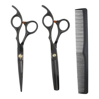 Tijeras de Peluquería Negras con Peine para Corte de Cabello