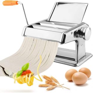 Máquina Manual para Hacer Pasta, 3 in1 Máquina para Hacer Pasta Casera con Manivela Desmontable, Multifuncional para Hacer Masa de Fideos 0,5 – 3 mm Ajustable para Espaguetis, Fideos.