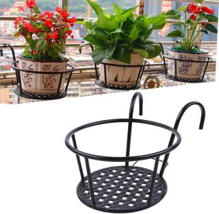 1 Pieza de Cesta Colgante para Macetas - Maceta Colgante de Balcón con Soporte para Decoraciones de jardín y plantas, Ideal para Vallas, Porches y Patios (Negro).