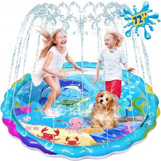 Almohadilla Salpicaduras Niños, 68 Pulgadas Grande Rociar Agua, Tapete Jugar Agua, Vadear Piscina Fun Splash Pad Niños Bebés, Juguetes Niños 1-12 Años