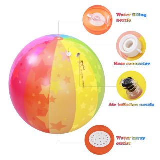 Bola de riego IBASETOY, Bola de playa arcoíris, aspersor inflable para exteriores, diversión para todas las tallas 75x75 cm