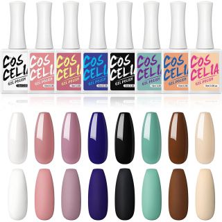 COSCELIA  15ML Esmaltes Semipermanentes Kit Color Uñas de Gel Pintauñas Kit Uñas en Gel 8PCS Kit de Esmaltes de Uñas Pintauñas para Manicura Profesional