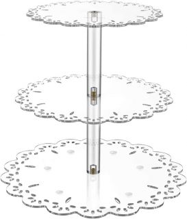 hemo tono hemo 3 Tiers postres y cupcakes stehen redondas boda acrílico pasteles Cupcake árbol Torre – Bandeja (transparente)       