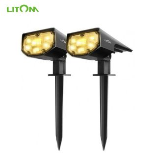 LITOM-luz Solar CD190 2 en 1  paquete de 12 LED  lámpara Solar impermeable IP67  2 en 1  2 modos de iluminación  lámparas de jardín  blanco cálido