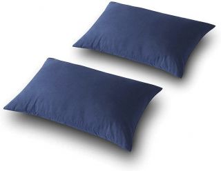 Aisbo  Funda Almohada 50x75 - Fundas Almohadas 75 cm Pack 2 - Funda de Almohada 50x75 cm de Microfibra con Cierre Tipo sobre, Muy Suave, Azul Marino 50_x_75_cm Azúl