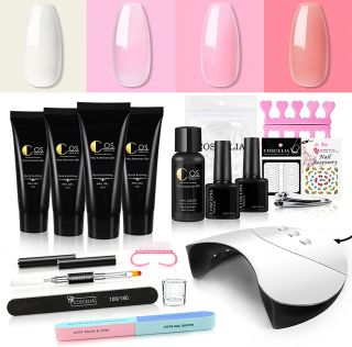 Kit de extensión de uñas de gel polivinílico + Secador de 36 W + Solución deslizante + 4 colores de gel