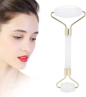 ‎ZJchao Rodillo Facial, Rodillo de Jade Blanco, Rodillo de Masaje Facial Natural Ergonómico, Herramienta para el Cuidado de la Piel Antienvejecimiento, Masajeador Facial de Piedra de Jade Gua(jade blanco)