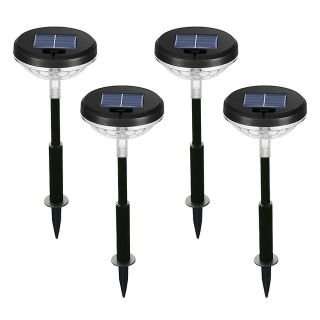 4 luces solares para caminos al aire libre con iluminación 2 en 1 de paisaje y energía solar brillante. Encendido y apagado automático a prueba de agua (IP65) para jardín y patio