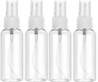 Phomanttonary 4 Piezas Bote Spray Botellas Vacía De Plástico, 100 ML Transparente Botellas Aerosol Vacío Plástico, Transparente Set de Botella de Spray de Viaje