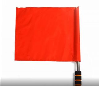 [Pack de 2] Fenglfly Bandera de 2 banderas rojas de árbitro deportivo con poste de espuma de acero inoxidable con mango de señal bandera 